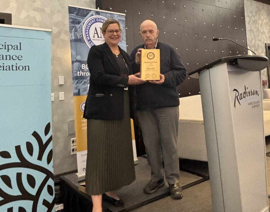 Megan Chorlton MIABC, Wally Weels award -1 Megan Chorlton accepting an AMBC #OurAssetsMatter award on behalf of MIABC.